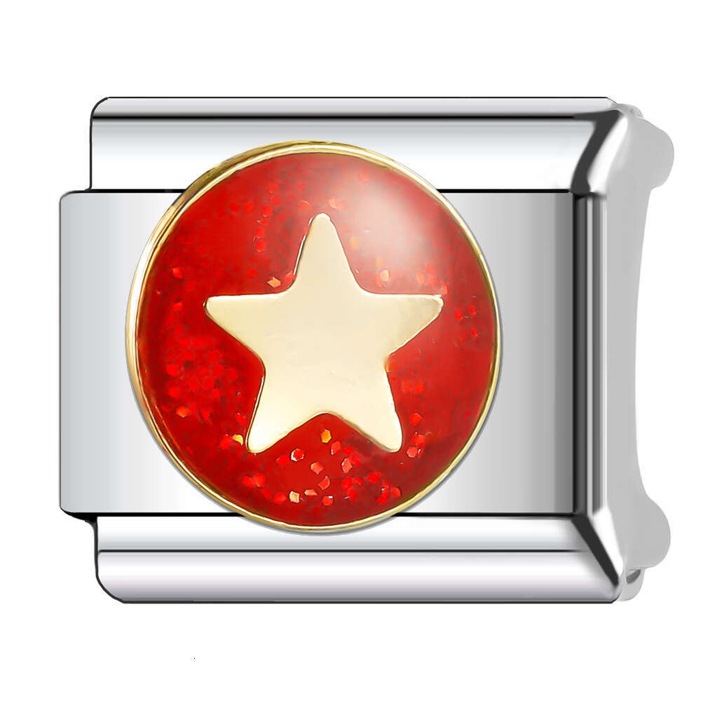 New Women's Gift Colorful stars Bead Italian Charms Links Bangle Beads Fit 9mm Stainless Steel Bracelet Making DIY For Women Fashion Jewelry