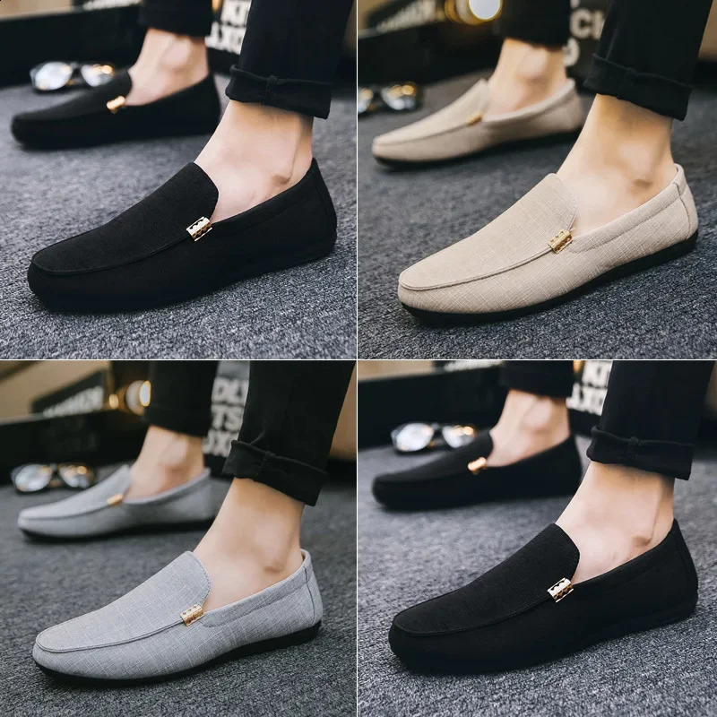 Mens Loafers Casual Shoes Leather Slip On Fashion Flats for Male Dress Driving Shoes Formal Wedding Party Flats Plus Size 240914
