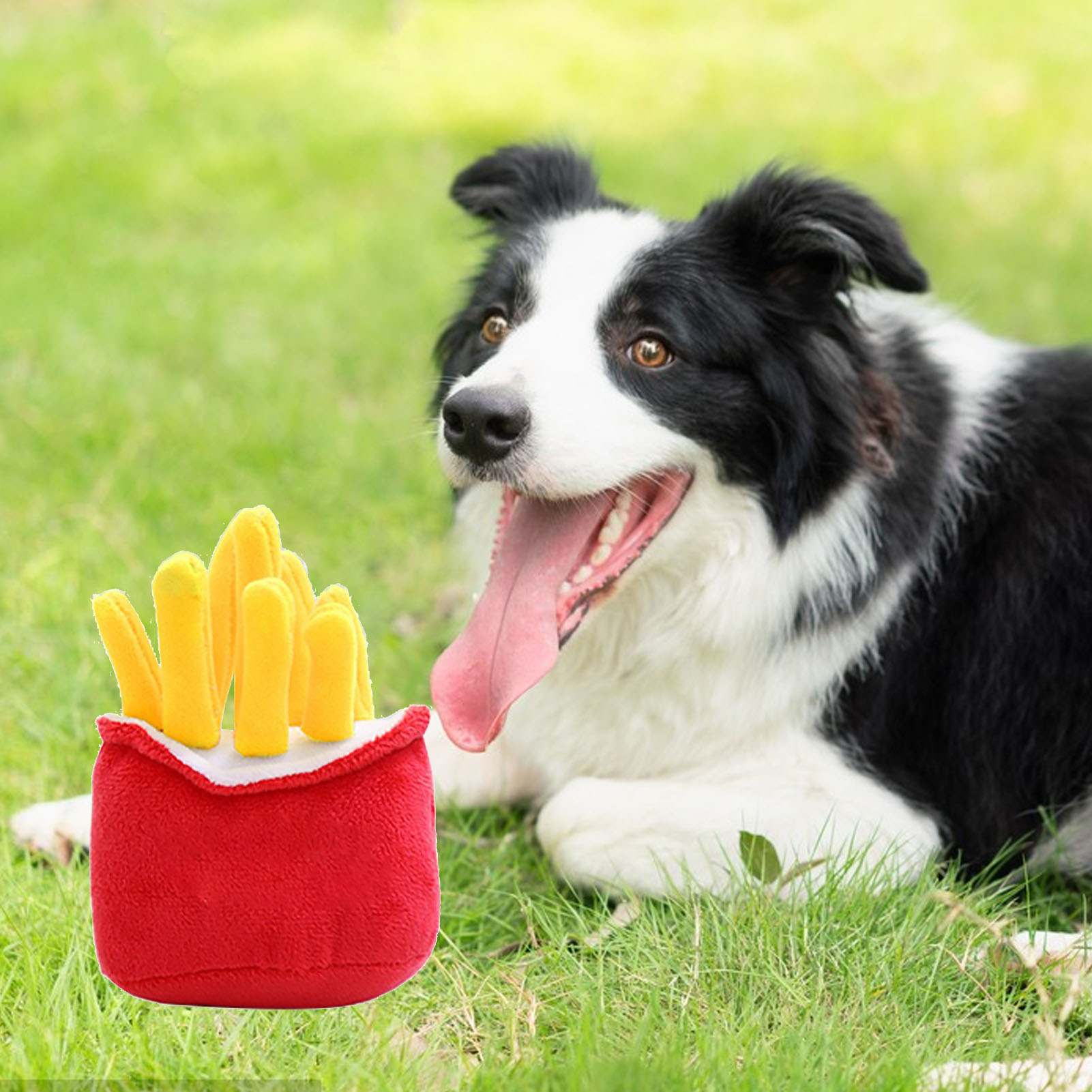 Bite Resistant Plush Food Dog Toy, Teeth Grinding, Boredom Relief, French Fries Shape, Stuffed Pet Chew Toy for Puppy