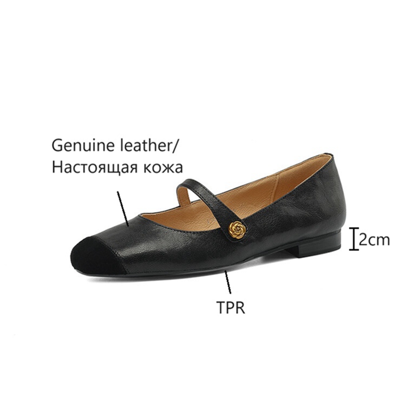 NEW Spring/Autumn Women Pumps Genuine Leather Shoes for Women Square Toe Chunky Heel Shoes Low Heel Shallow Mary Janes Shoes