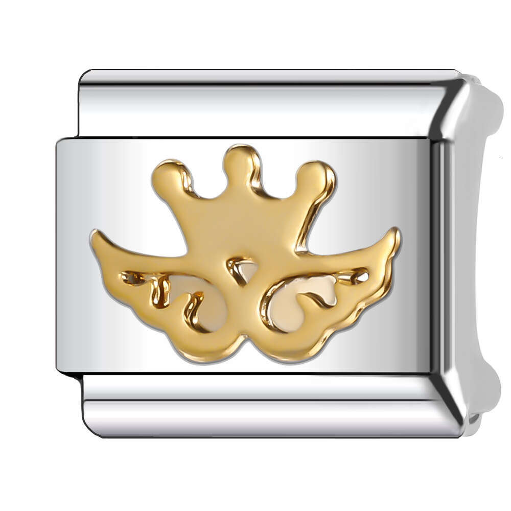 New Women's Gift shine crown Bead Italian Charms Links Bangle Beads Fit 9mm Stainless Steel Bracelet Making DIY For Women Fashion Jewelry