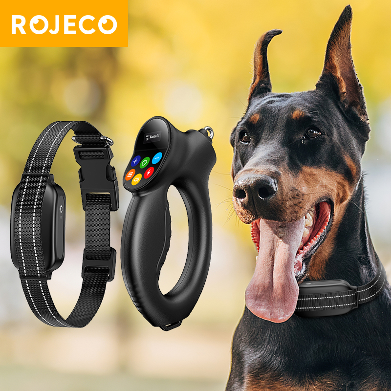 ROJECO Intelligent Dog Training Collar Remote Control Rechargeable Pet Dog Anti Bark Collar with Vibrator Dog Training Accessory
