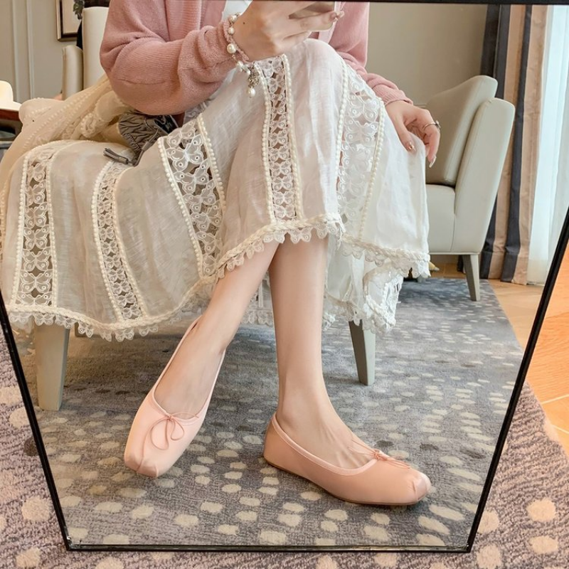 2023 Spring Bowtie Ballet Fashion Shallow Slip on Women Flat Loafers Shoes Ladies Casual Outdoor Ballerina Shoe Mocasines