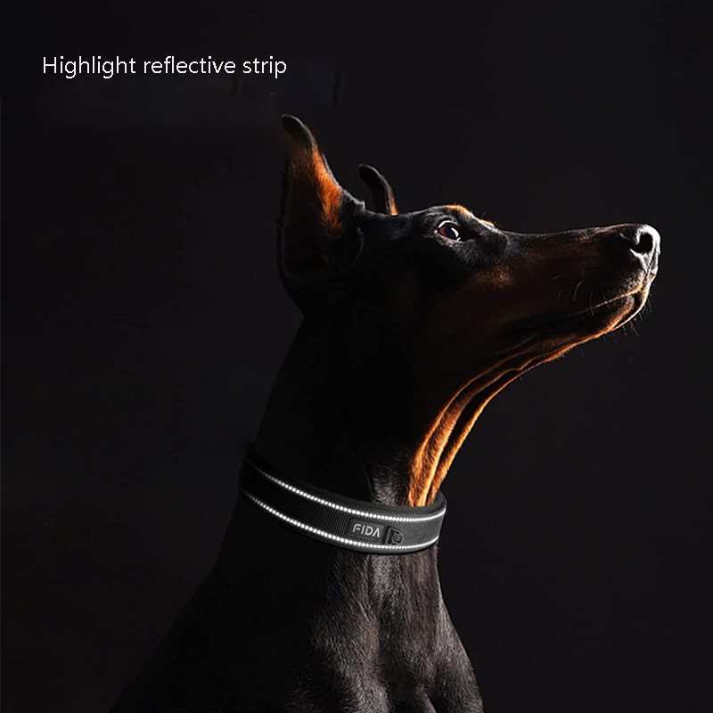 Nylon Reflective Pet Collar,scuba Cloth Lined,adjustable Dog Collar with Alloy Fasteners for Training of Large,medium Small Dogs
