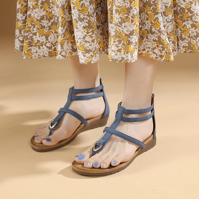 Women's Sandals Retro Gladiator Ladies Clip Toe Vintage Boots Casual Tassel Rome Fashion Summer Woman Shoes Female New