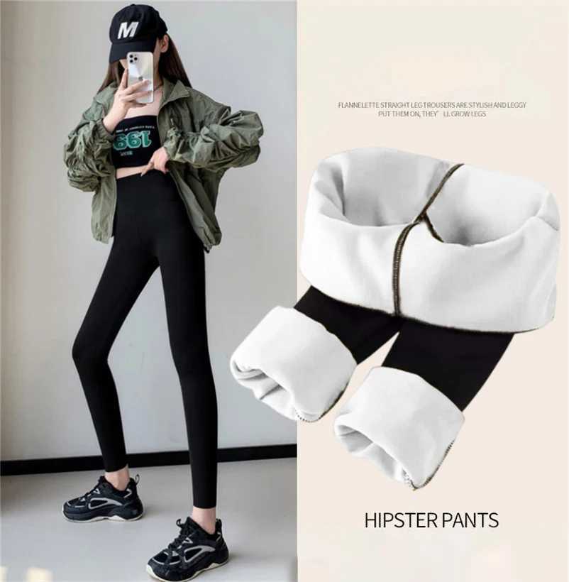 2023 Winter Women Pants Thermal Fleece Thicken Leggings High Waist Ribbed Leggings Women Solid Comfortable Warm Stretchy LegginsX240914