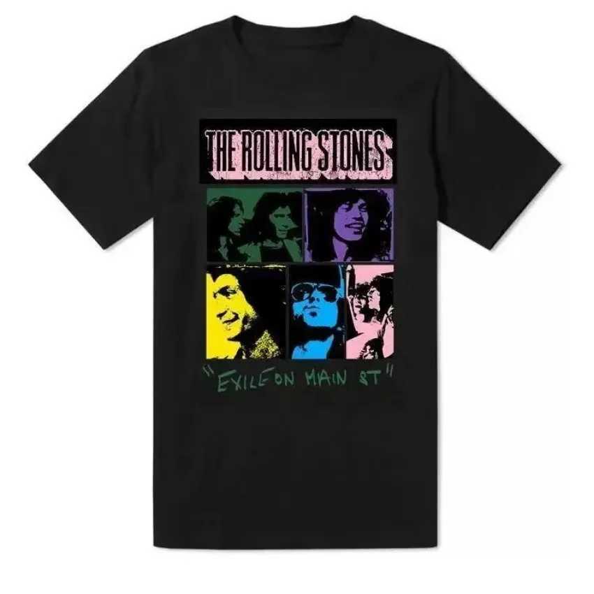 2024 Rolling Stone Printed Mens T-shirt Womens Cotton Hip Hop Super Large Band T-shirt Short Sleeve T-shirt Street Clothing Top T-shirt CL240913