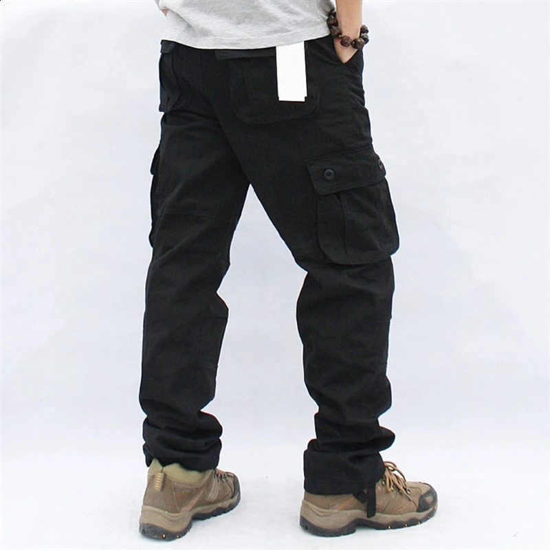 Mens Cargo Pants Casual Cotton Multi Pockets Military Tactical Pants Overalls Army Straight Slacks Long Trousers Plus Size 44 240911