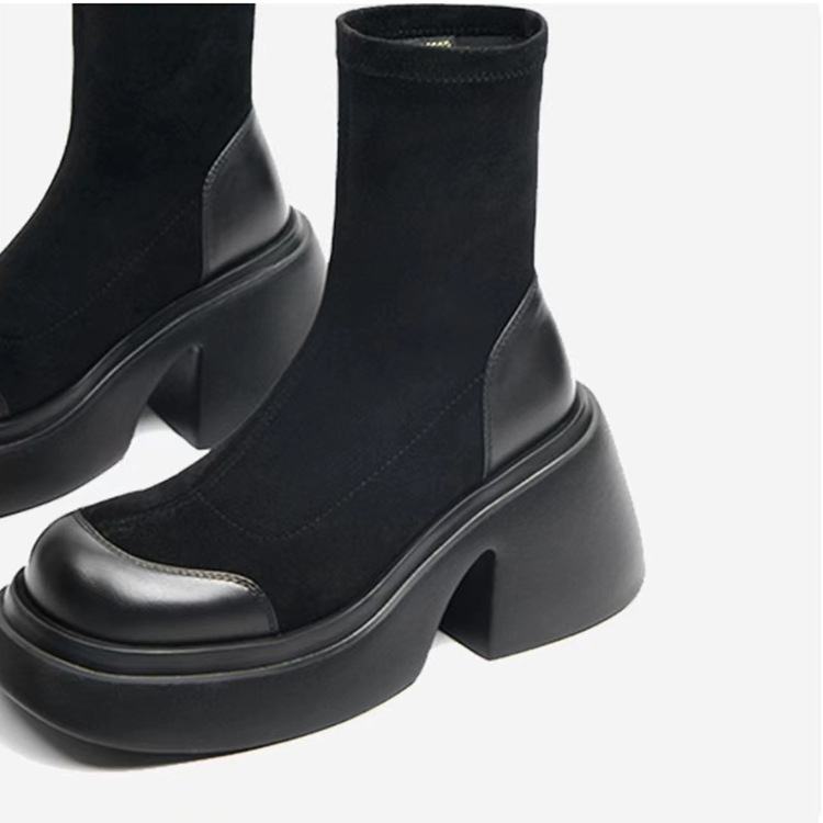 Round Toe Boots Women New 2022 Shoes Flat Heel Luxury Designer Med Autumn Ladies Ankle Lolita Fashion Lace-Up Basic PU Fabric R