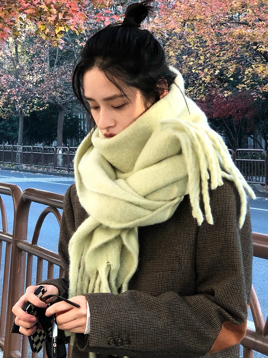 Women Thick Shawl Wraps Scarf Winter Warm Fashion Solid Color Pashmina Scarves Long Tassel Hijab Stoles Bufanda Mujer 240912