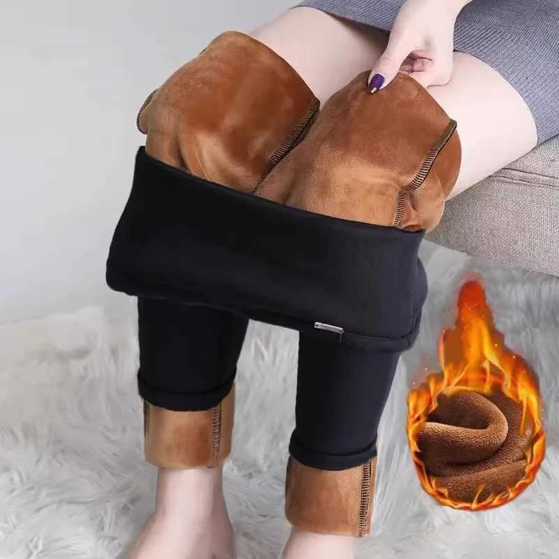 Winter Thick Leggings Women Velvet Warm Stretch Pencil Pants High Waist Skinny Black Solid Fitness Trousers Y2K Clothes P9176X240914