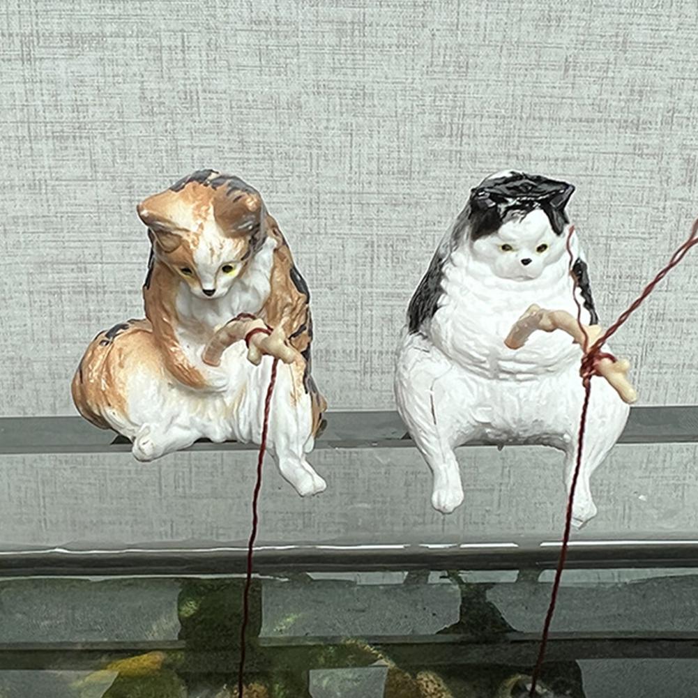 Cute Cat Figurines Aquarium Ornament Fish Tank Decoration for Aquarium Fish Tank Landscaping Decoration