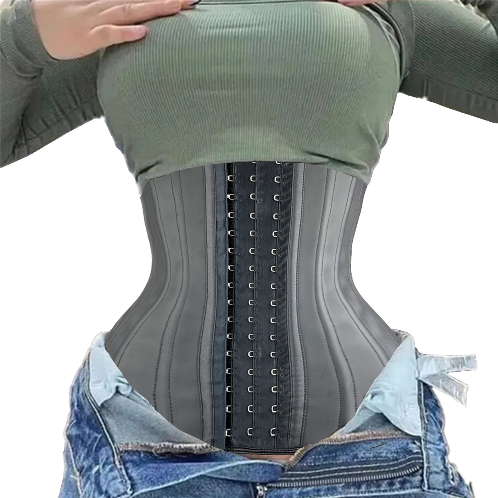 Womens tight corset latex waist trainer slim waist belt shaping belt 25 steel frame waist Cincher Fajas Colombia 240913