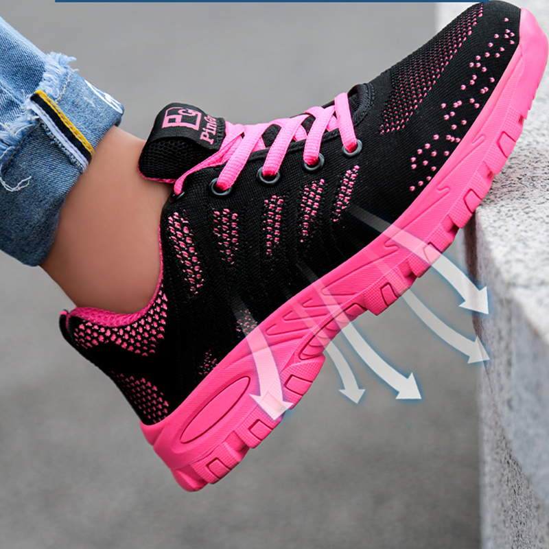 Sneakers Breathable Safety Men Lightweight Anti-Smash Work Boots Women Protective Steel Toe Shoes Female 59cf