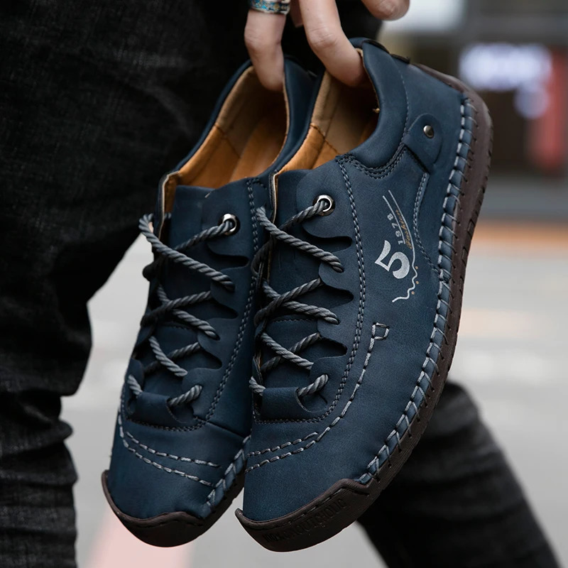 Men Casual Shoes Handmade Leather Loafers Comfortable Mens Shoes Quality Split Leather Flat Moccasins Men Sneakers 240909