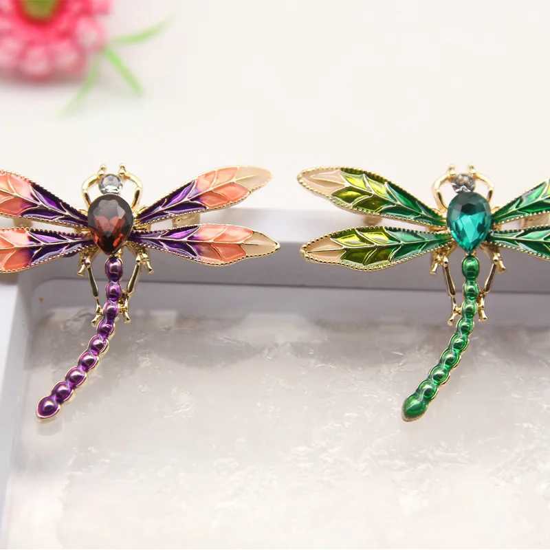 Green Crystal Enamel Dragonfly Brooches For Women And Men Metal Insects Weddings Banquet Party Brooch Pins GiftsX240914