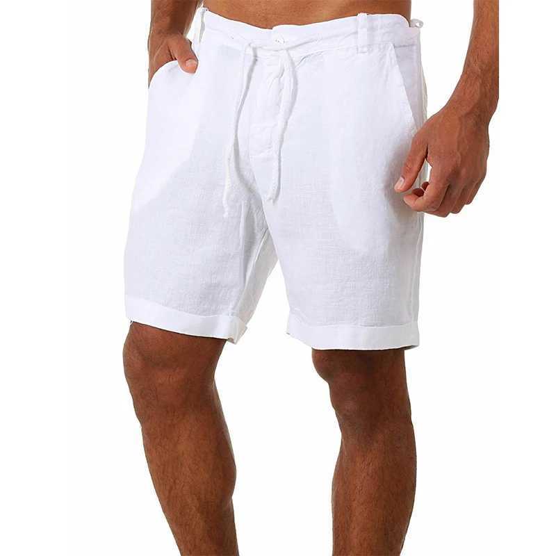 Male Summer Breathable Solid Color Linen Trousers Mens Cotton Linen shorts Pants Fitness Streetwear S-4XL Y240914