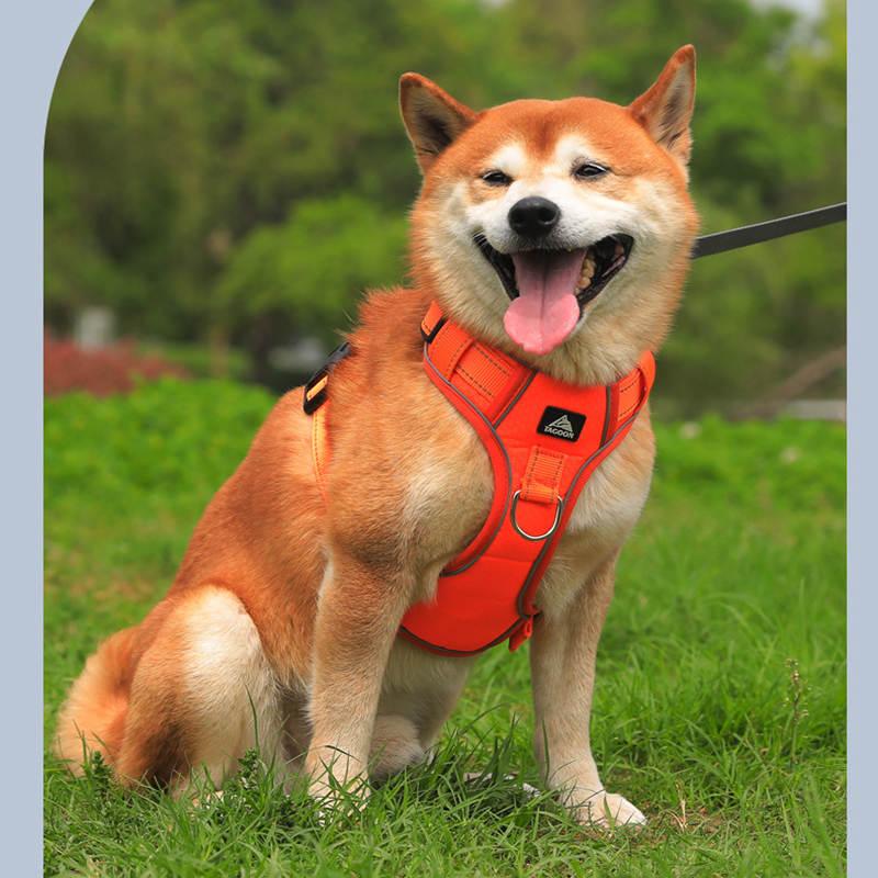 Nylon Pet Harness Reflective Adjustable Medium Large Dogs Harnesses with Proximity Control Handle for Dog Training and Running