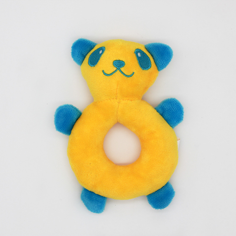 Cute cartoon pet plush chewing bear pig duck shape squeaky animal ring shape small dog cat interactive toy