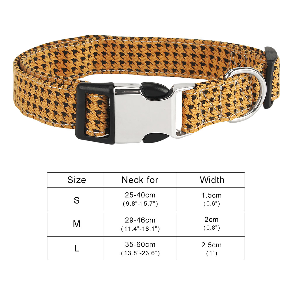 Fashion Plaid Dog Collars, Comfortable and Breathable Adjustable Pet Collars Three Sizes for Large, Medium Dogs Puppy and Cats