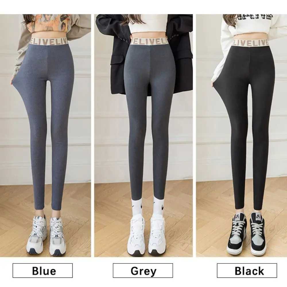 Fashion Letter Women Leggings Thickened Autumn Winter Long Pants Warm Slim Fit UnderpantsX240914