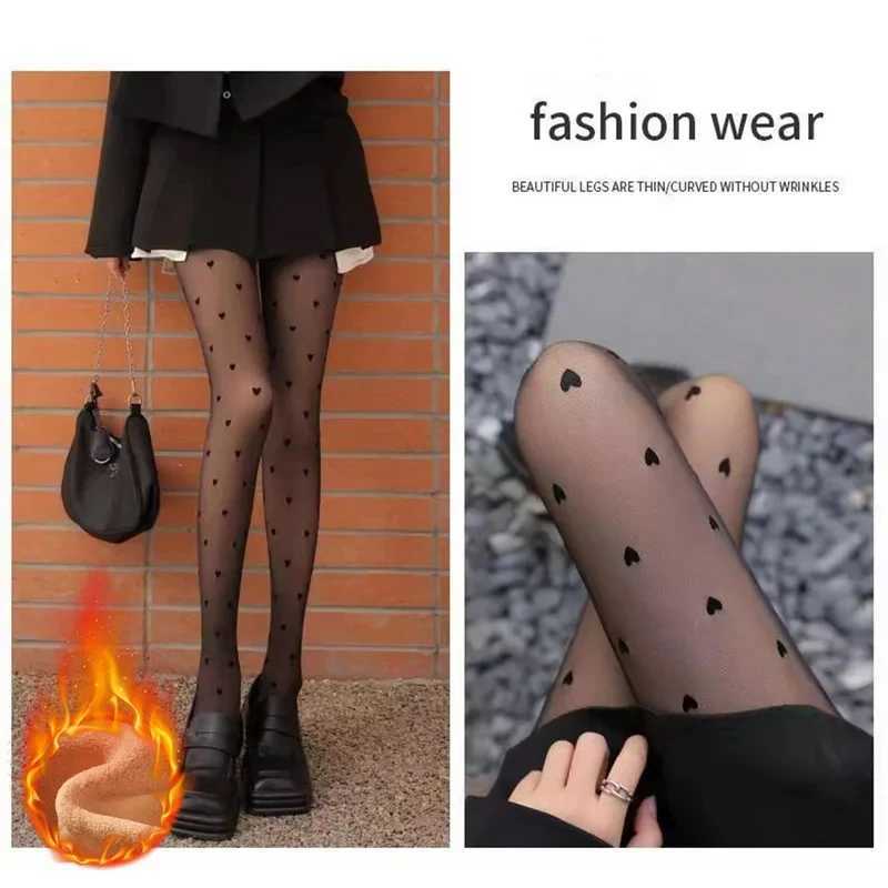 300g New Womens Fleece Tights Sexy Print Stockings Winter Warm Leggings Fashion High-Elastic Thermal Pantyhose Skin EffectX240914