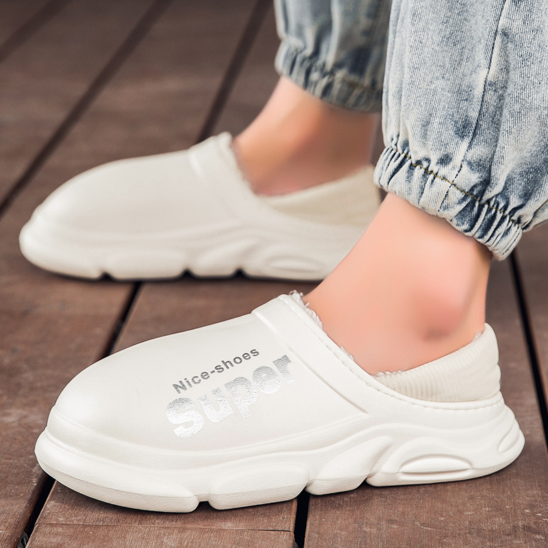 Fashion Winter Men Women Warm Slippers Cotton Slippers Outdoor Indoor Home Non-Slip Shoes New Men's Bedroom Warm Plush Slippers