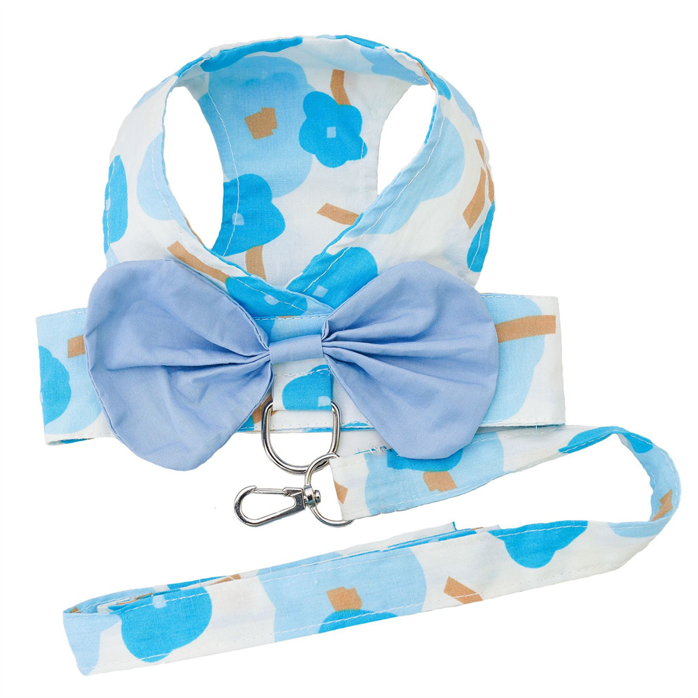 Pet Harness and Leash Set,Summer Pet Clothes with Matching Leash and Cute Bow Decoration for Cats and Puppy Outdoor Walking Dogs