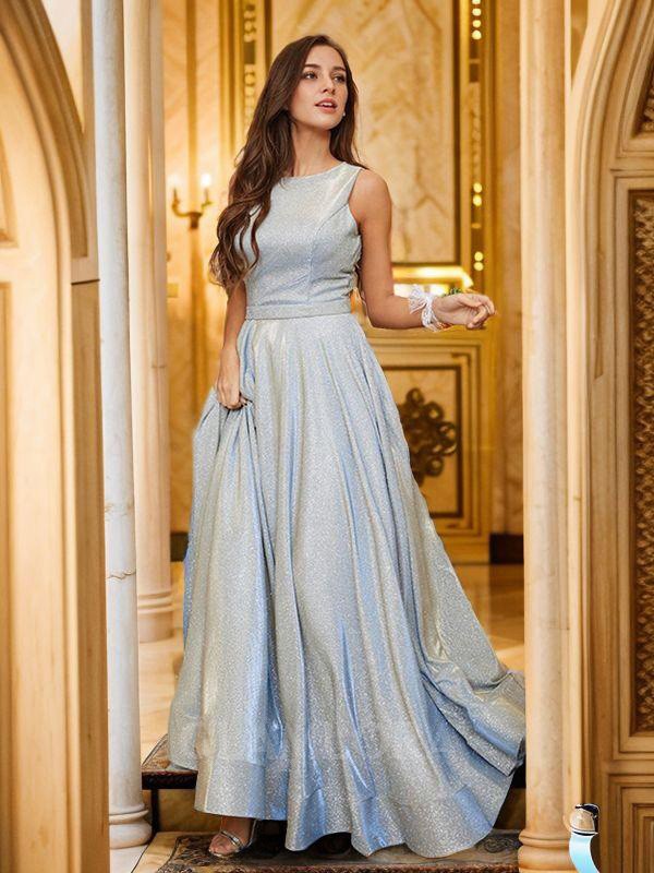 Glitter Women Evening Dresses With Sheer Neck Mint Green Prom Gowns Plus Size Wmen Birthday Gowns Custom Made