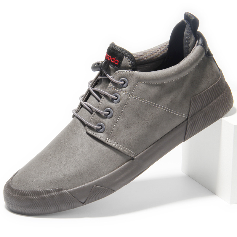 Men's Leather Plug Size46 Boots Shoes Korean Black Low Top Shoes Men Wear-resisting Loafers Designer Leisure Vulcanized shoes