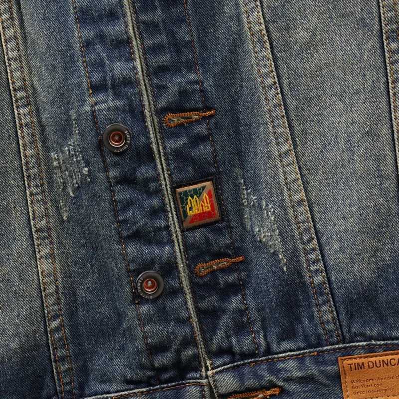 Motorcycle Embroidered Cowboy Jacket Mens Street Retro Nostalgia American Work Clothes 2024 Spring/Summer New Mens Clothing W240914