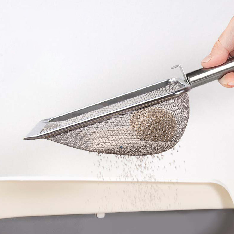 Stainless Steel Mesh Cat Litter Scoop Durable Litter Cleaner Corner Shovel Litter Shovel Pet Cleaning Tool Cat Supplies