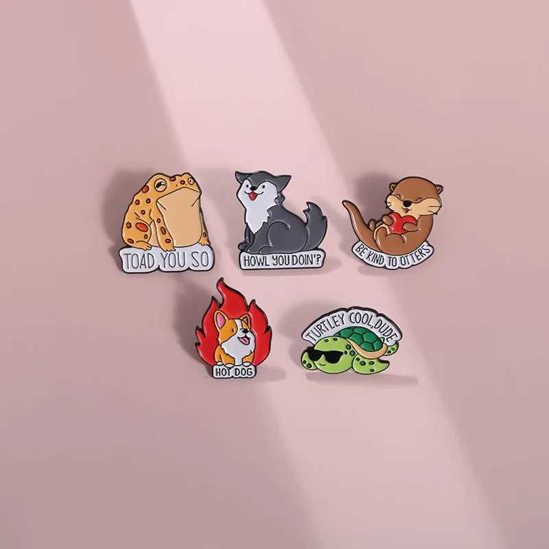 Cartoon Frog Dog Animals Brooch Cute Otters Fox Enamel Badge Clothing Hat Decoration Badge Custom Wholesale Jewelry Gift For KidX240914