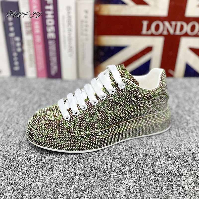 =Casual Sneakers Designer Punk Board Fashion Leather Cowhide Upper Height Increased Flat Platform Shoes