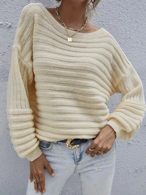 dongdumaoyi New autumn and winter round neck knitted sweater fashionable pullover long sleeved solid color top loose casual sweater for women F0914#41