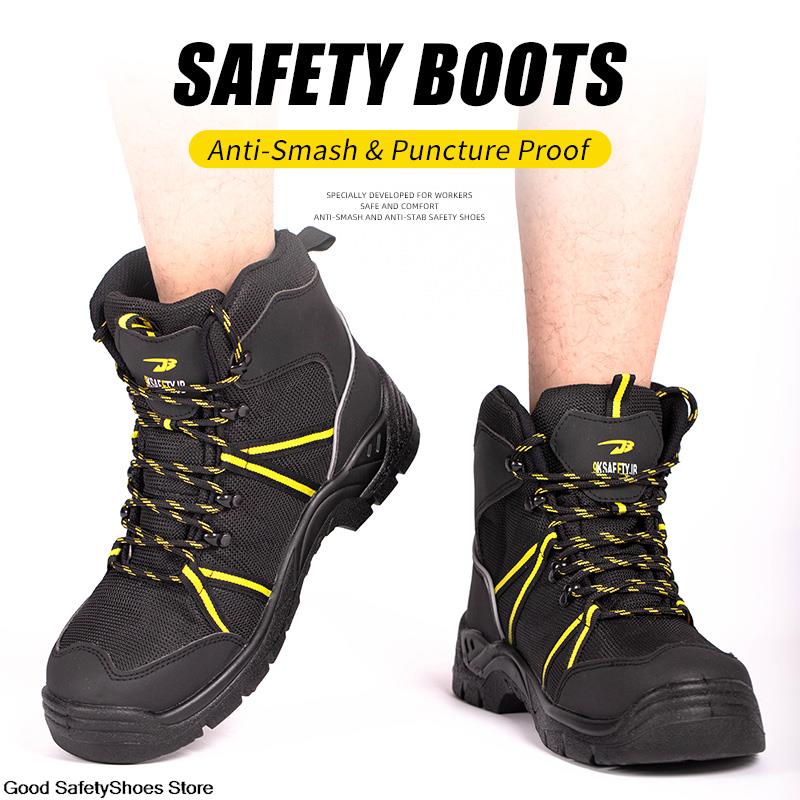 Shoes Work for Men Indestructible Steel Toe Safety Boots Anti-static Anti-smash Puncture-Proof Man Construction Sneakers 8090