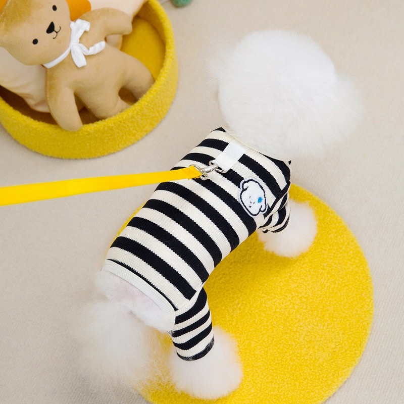 Cotton Dog Jumpsuit Striped Dog Clothes Chihuahua Costume Luxury Dog Coat Four Legs Dog Pajamas Autumn Winter Warm Dog Clothing