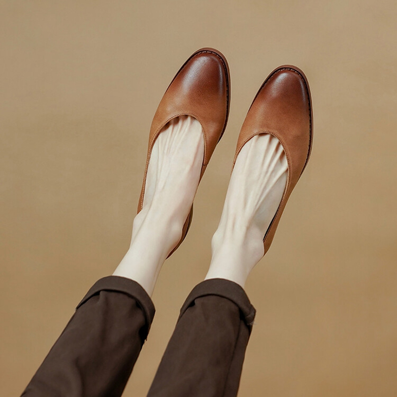 NEW Spring/Fall Women Pumps Genuine Leather Shoes for Women Round Toe Chunky Heel Shoes Retro Low Heel Women Shoes Female Shoes