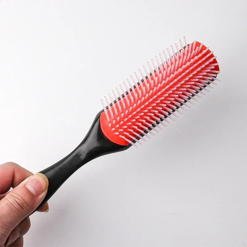 9Rows Detangling Hair Brush Detangler Hairbrush Scalp Massager Straight Curly Wet Comb Styling Tools 240911