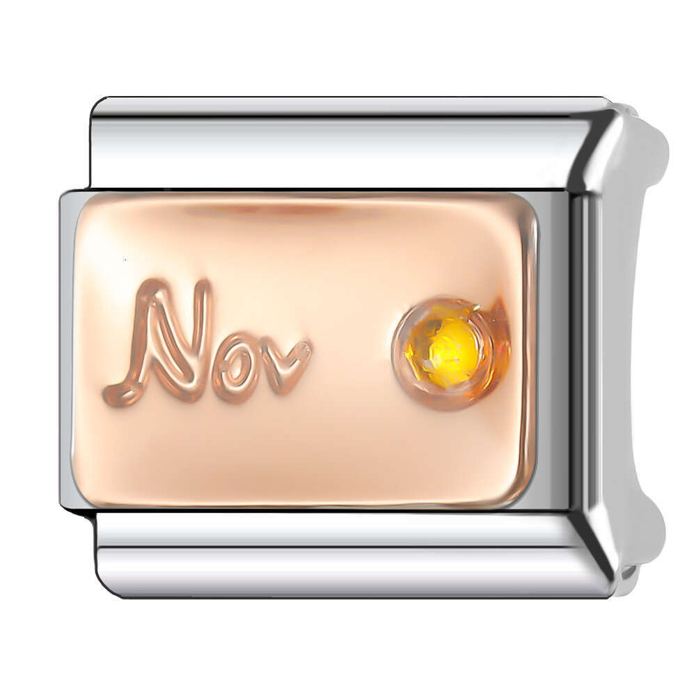 New Women's Gift rose gold month birthday Bead Italian Charms Links Bangle Beads Fit 9mm Stainless Steel Bracelet Making DIY For Women Fashion Je