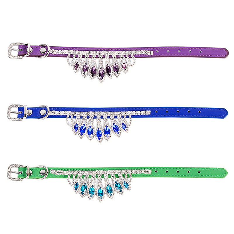 Benepaw Bg Rhie Cat Dog Collar Cute Adjustable Sparkg Necklaces Soft Leather Puppy Pet Collars Dia Pendant