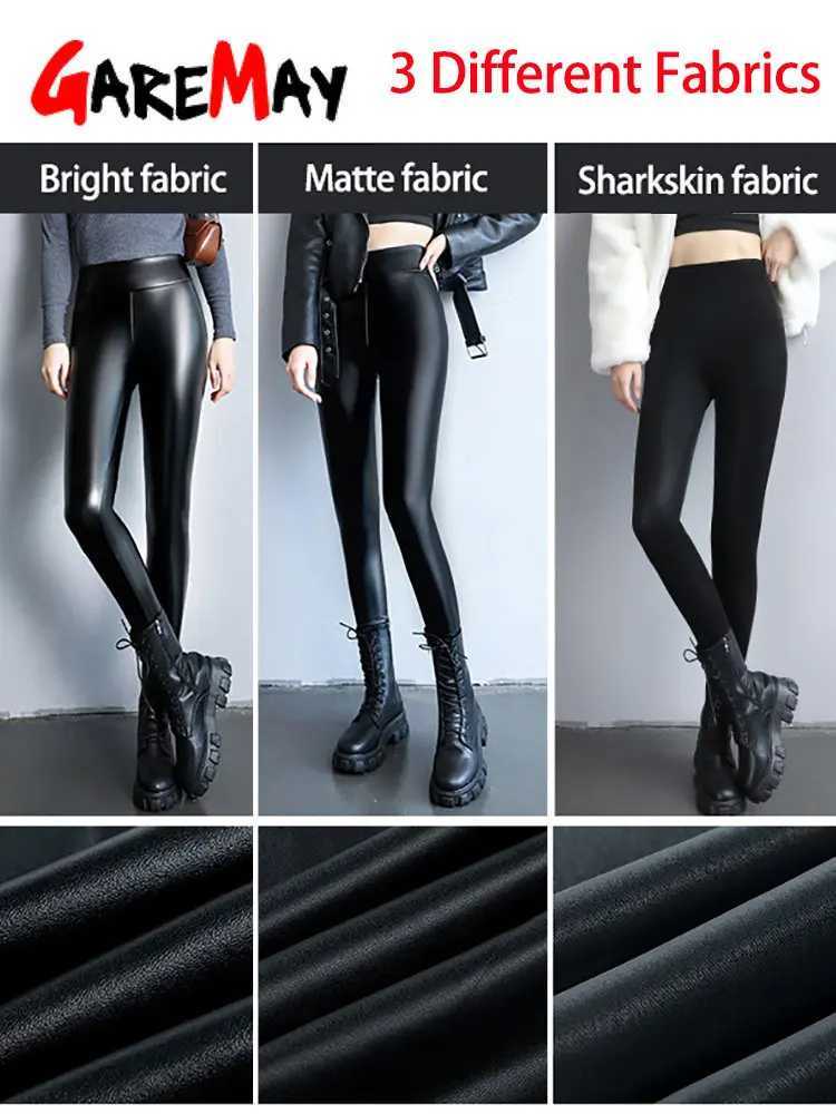 Warm High Waisted Faux Pu Leather Leggings for Women Shiny Winter Pants Velvet Slimming Womens Leather Leggings SeamlessX240914