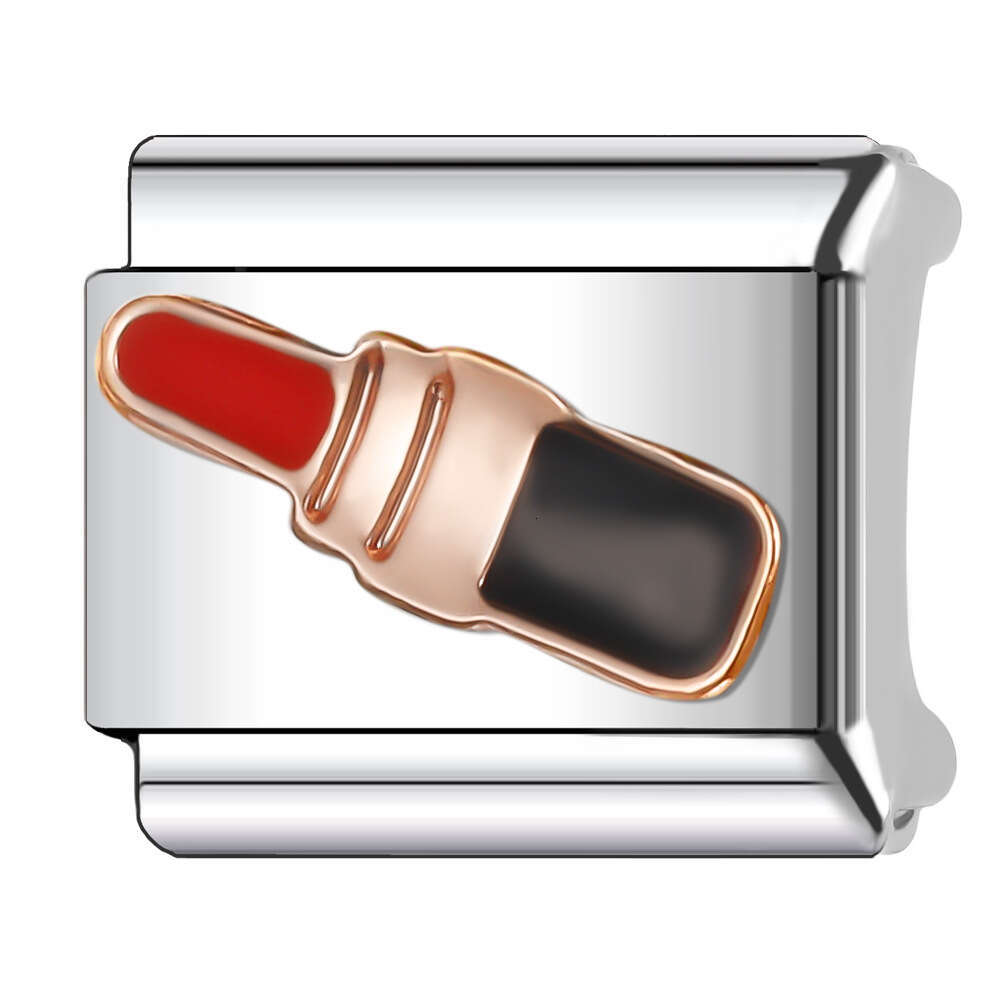 New Women's Gift Beautiful girl lipstick Bag hat Bead Italian Charms Links Bangle Beads Fit 9mm Stainless Steel Bracelet Making DIY For Women Fas