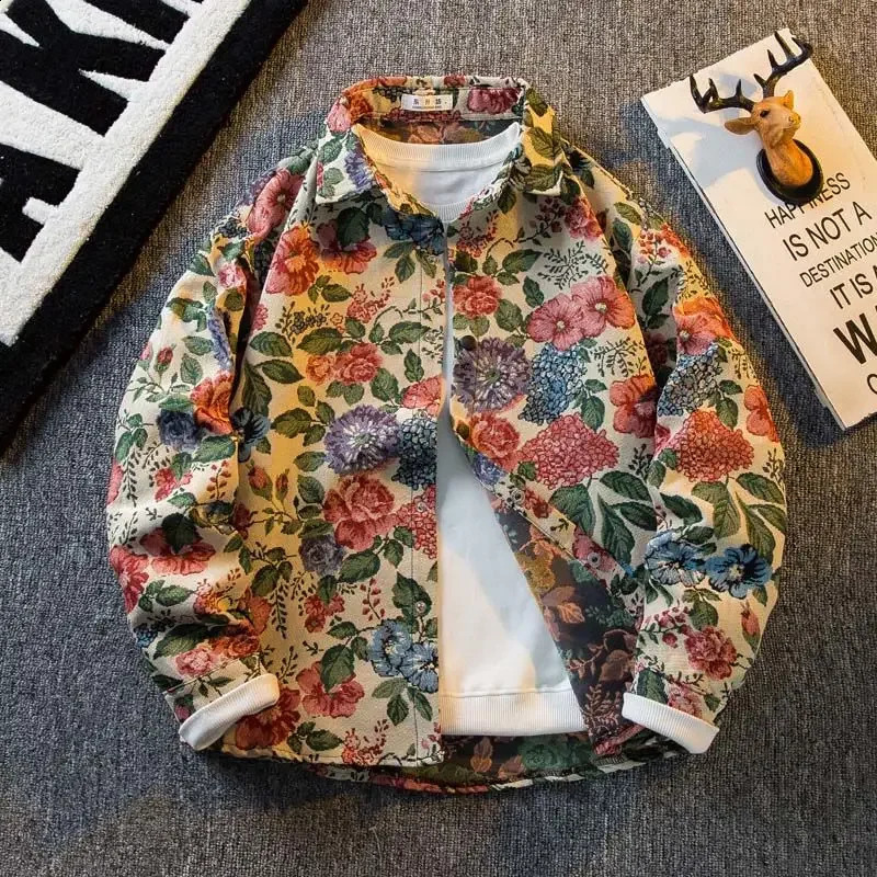 American Vintage Van Gogh Oil Painting Long-sleeved Shirt Mens Loose High Street Casual Shirts Jacket Men Tops Male Clothes 240905