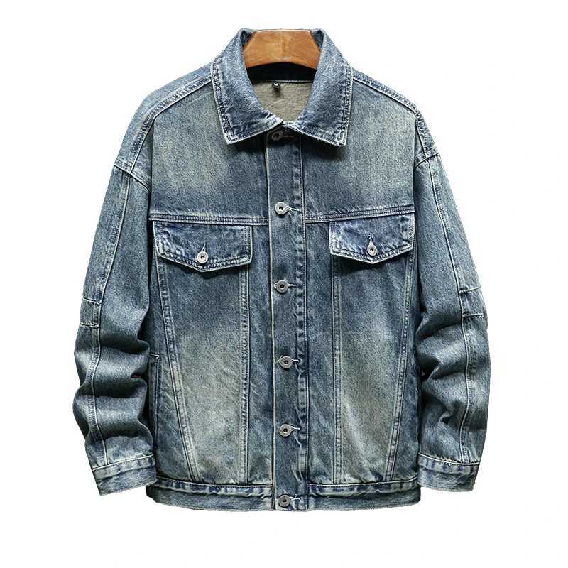 Trendy Classic Simple Denim Jacket Mens Autumn 2024 New Polo Collar Street Work Retro Laundry Coat W240914