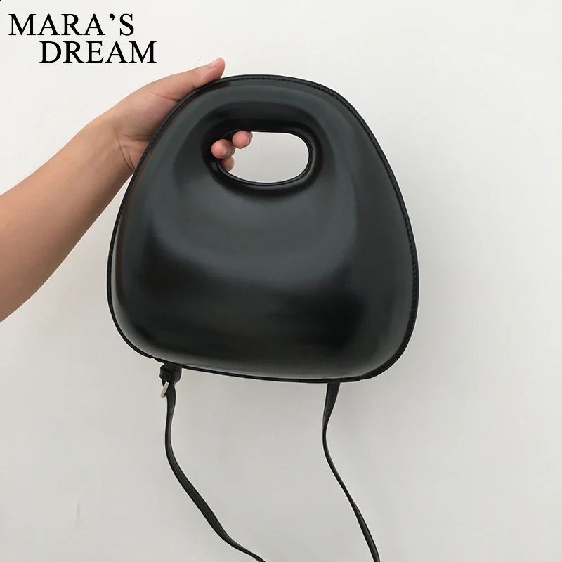 Maras Dream Fashion Womens Egg Bag Shell Shape Retro Round Womens Handbag Black Leather Bag Womens Handbag Cross Body 240912