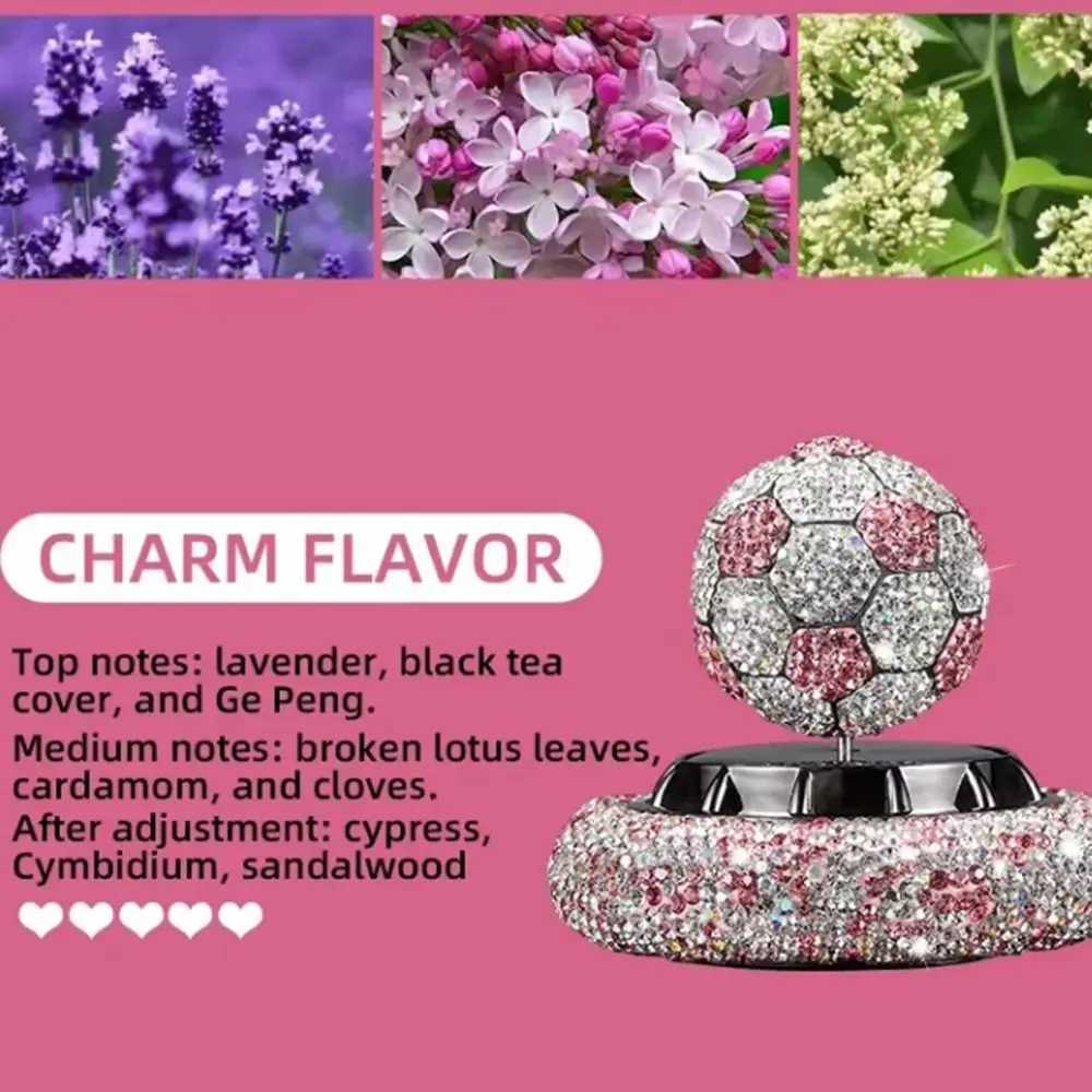 Car Air Freshener Football Shape Car Air Freshener Diamond-studded Non-toxic Metal Perfume Diffuser Universal Long Lasting Solar Power Car PerfumeL240
