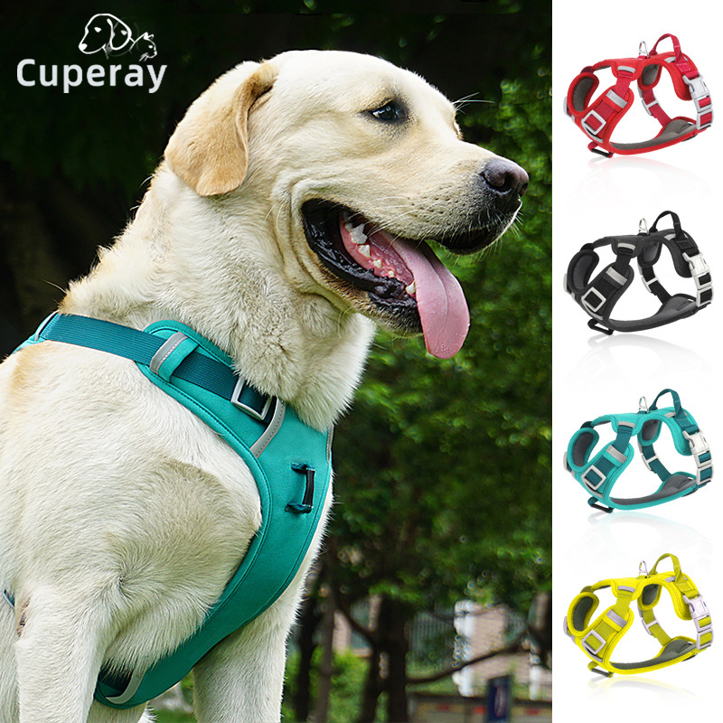 Reflective Dog Harness Medium & Large Dog Vest Adjustable Oxford Cloth Pet Harness with Control Handle for Dog Walking Training