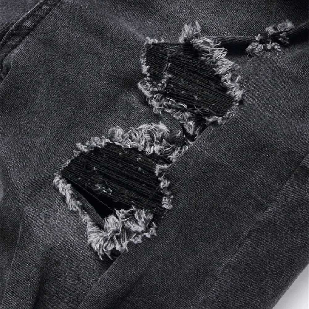 Men Summer Holes Five-point Pants Street Stylish Slim Male Distressed Solid Straight Beach Denim ShortsX240914