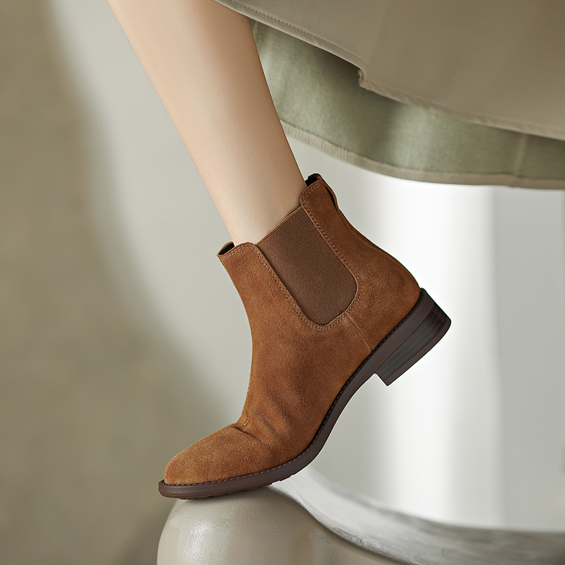 2024 New Autumn Genuine Leather Women Round Toe Ankle Modern Ladies Shoes Western Boots 4f82